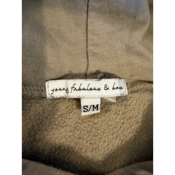 Young Fabulous & Broke YFB Taupe Tan Raissa Slouchy Pullover Hoodie Sweatsht S/M - Picture 4 of 5